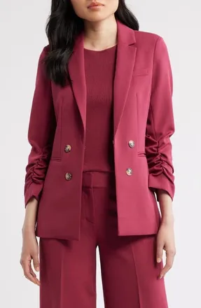 Tahari by ASL Faux Double Breasted Blazer in Berry Bliss at Nordstrom, Size 16