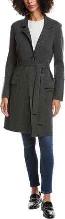 Forté Cashmere Wool & Cashmere-Blend Double Knit Cardigan