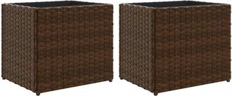 vidaXL Garden Planters 2 pcs Brown 36x30x32 cm Poly Rattan vidaXL