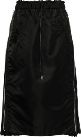sacai pleat-panelled midi skirt - women - Polyester/Nylon/Polyester/Cupro - 1 - Black