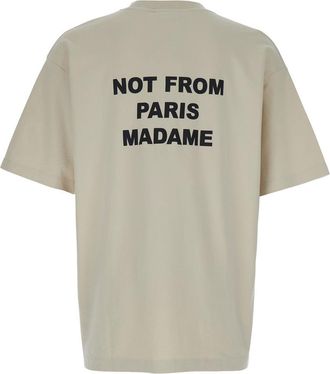 Dr&ocirc;le de Monsieur Mens Crewneck T-Shirt Beige Cotton T-Shirts And Polos