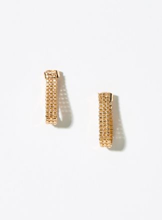 Simons Womens Metallic triple-row earrings