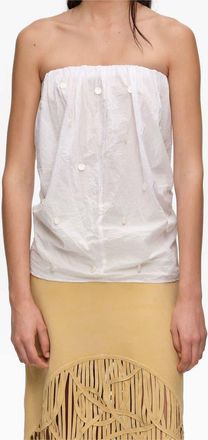Bimba & Lola Ruched Strapless Top in White at Nordstrom, Size Large Eu
