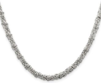 Diamond2Deal Sterling Silver 4mm Fancy Byzantine Chain Necklace