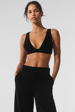 Alo | Micro Corduroy Dreamer Bra in Black, Size: Medium