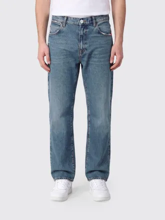 Amish Jeans James a gamba dritta in denim di cotone blu a vita media