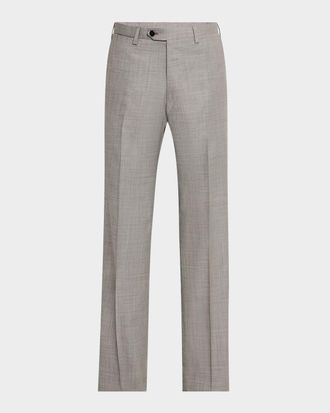 Kiton Men & apos;s Wool Sharkskin Flat-Front Trousers