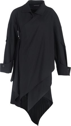 Yohji Yamamoto Asymmetric Shirt Dress in Black Polyester