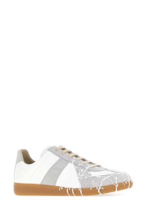 Maison Margiela Mens Two-Tone Leather Replica Sneakers Whiteoffwhite