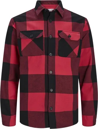 Jack & Jones Jack And Jones Herenoverhemd met lange mouwen van flanel in buffalo-ruitmotief (Echt rood)