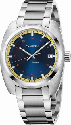 Calvin Klein Blauw Quartz Wijzerplaat Stalen Horloge - Heren - Horloges - Grijs - ONE Size - Accessoires
