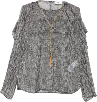 Elisabetta Franchi Python-Print Zijden Blouse - Dames - Blouses - Zwart - L - Overhemden
