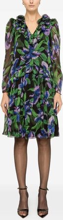 Nissa floral-appliqu&eacute; mini dress - women - Fabric - 42 - Black