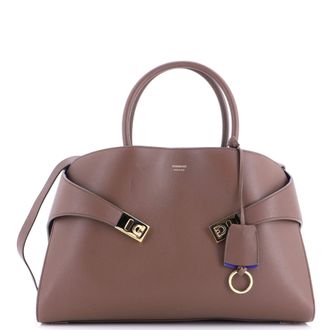Ferragamo Hug Top Handle Bag Leather Large