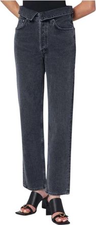 A Gold E Echo Taper Flip Waistband Jean - Dames - Regular Fit Jeans - Blauw - W28 - Katoen - Jeans