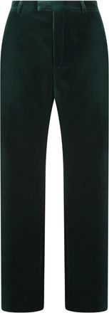 Gucci Fluwelen broek met geborduurd logo - Groen