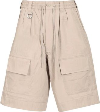 Yohji Yamamoto Wide Leg Shorts - Heren - Korte Broeken - Beige - L - Katoen - Korte Broeken