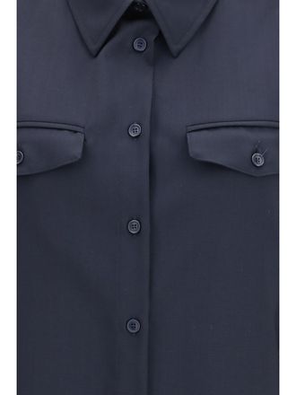 Cruna Womens Overshirt Virgin Wool Midnight Blue Fleece (ovis Aries) Shirt