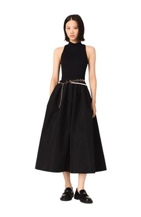 Maje Mixed-material taffeta dress in Black at Nordstrom, Size 36 Eu