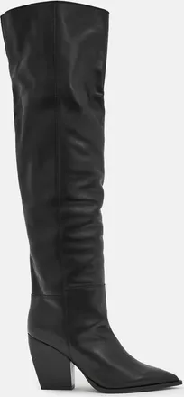 AllSaints Reina Knee High Pointed Leather Boots