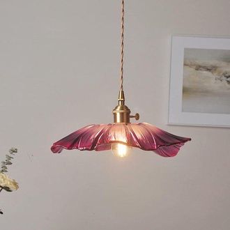 OEM L&aacute;mpara Colgante Led De Estilo Retro Con Flores De Cristal Morado, Ideal Para Bares, Dormitorios, Hogares Y Porches (bombilla No Incluida)