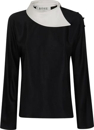 R&oacute;he Overhemden, Dames, Zwart, XS, Wol, Top met Vernieuwde Kraag