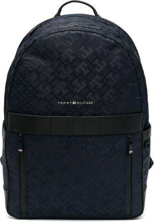 Tommy Hilfiger logo print backpack - men - Fabric/Calf Leather - OS - Blue