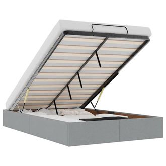 Berkfield Home Ottoman Bed Frame without Mattress Light Grey Double Fabric
