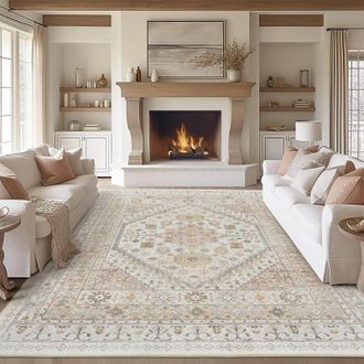 OEM [mai Usato]tappeto Da Soggiorno Effetto Cashmere Beige Chiaro, 40 X 60 Cm, Lavabile, Stile Retr&ograve;, Grande Zerbino Lavabile, Tappeto Decorativo Antimacc