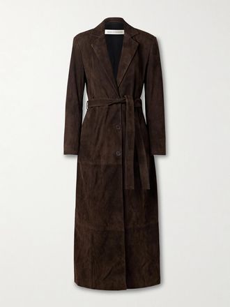 Nour Hammour Cappotto In Camoscio Con Cintura Vesper - Marrone