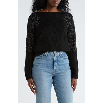 Democracy Embroidered Pullover Sweater in Black at Nordstrom Rack, Size X-Small