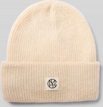 Moss Copenhagen Beanie mit Alpaka-Anteil und Label-Patch in Offwhite Melange, Größe 1