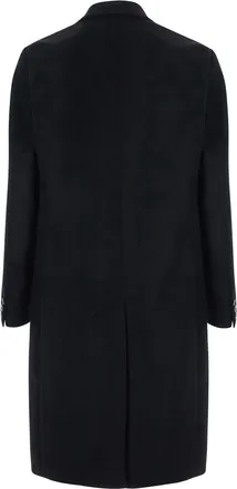 Emporio Armani Mens Double-Breasted Cashmere Coat Black Wool
