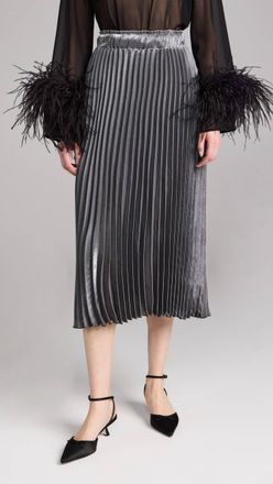 En Saison Mona Midi Skirt In Metallic Silver
