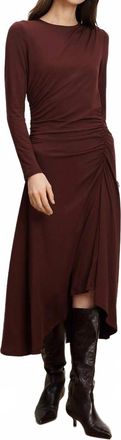 Veronica Beard Theodora Ruched Midi Dress In Raisin