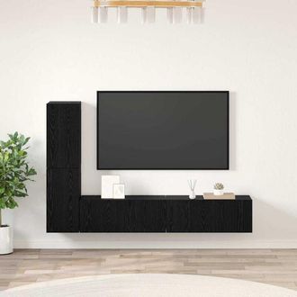 vidaXL Vidaxl - Mobile tv da Parete 4 pcs Rovere nero Legno multistrato