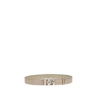 Dolce & Gabbana DG Logo Buckle Calf Leather Belt - Beige