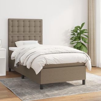 vidaXL Vidaxl - Cama Box Spring Con Colch&oacute;n Tela Gris Taupe 100x200 Cm