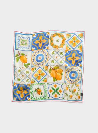 Fraas Womens Lemon tree mosaic pure silk scarf
