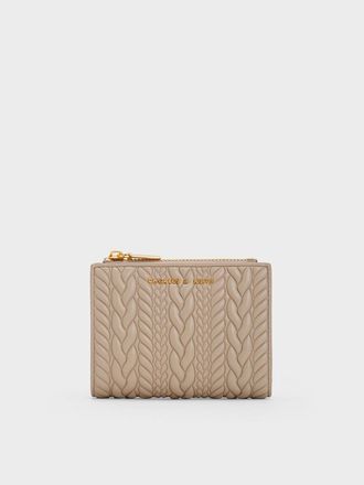 Charles & Keith Apolline Textured Top-Zip Wallet