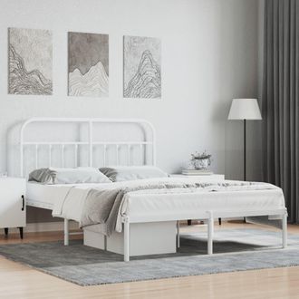 Berkfield Home Metal Bed Frame with Headboard White 140x200 cm