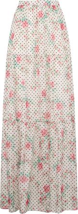 Philosophy di Lorenzo Serafini Witte lange bloemenjurk met stippen- ideaal voor een comfortabele en chique look. - Dames - Maxi Rokken - Wit - M - Polyester - Rokken