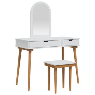 vidaXL Conjunto De Mesa De Tocador Fauske 3 Uds. Blanco Vidaxl