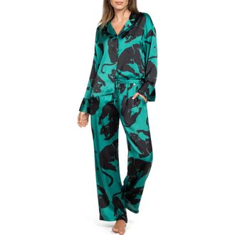 Midnight Bakery Print Satin Pajamas in Green at Nordstrom Rack, Size X-Large