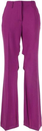 Off-white mid-rise flared trousers - women - Polyester/Cotton/Virgin Wool/Elastane - 38 - Purple