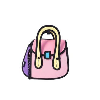 Generic Paperdope HootPack - 2D Cartoon Tote Bag, Comic Style Shoulder Bag, Kawaii Sketch Tote for Women & Girls, Gift 2D Bag (Pink)