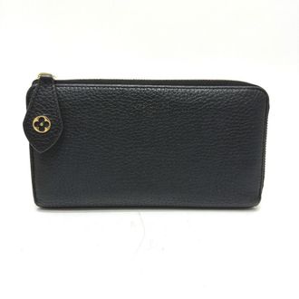 Louis Vuitton Black Leather Long Wallet (Bi-Fold) (Pre-Owned)