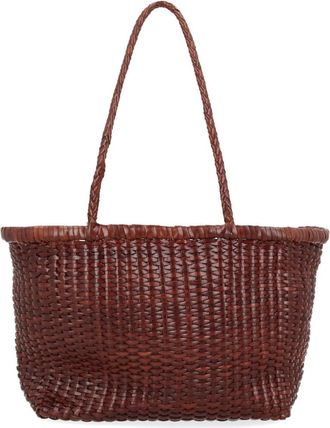 Dragon Diffusion Dark Brown B Weave Small Leather Tote Bag