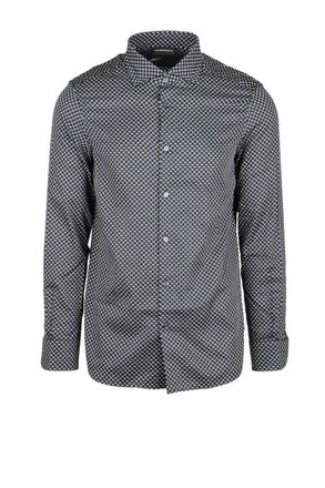 Emporio Armani Black/White Regular Fit Cotton Elastane Mens Shirt