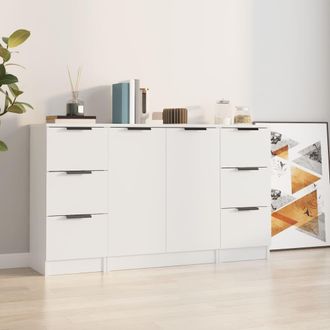 vidaXL Vidaxl - Aparadores 3 Piezas Madera Contrachapada Blanco